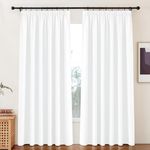 PONY DANCE Thermal Curtains Lining 90 Inch Drop - Pure White Large Width Thick Blackout Curtains Pencil Pleat Window Curtains Privacy Protection for Living Room, 2 Panels, W90 X L90