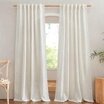 NICETOWN Natural Linen Curtains 108 inch Long Rod Pocket & Back Tab for Living Room, Flax Linen Burlap Semi Sheer Panels Light Filtering Drapes Privacy Window Treatment for Bedroom, W52 x L108, 2 Pcs