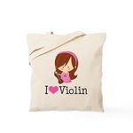 CafePress I Heart Violin Girls Tote Bag Natural Canvas Tote Bag, Reusable Shopping Bag