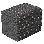 Microfiber Dish Towels - Soft, Super Absorbent and Lint Free Kitchen Towels - 8 Pack (Lattice Designed Black Colors) - 26 x 18 Inch