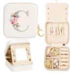 Enthralite Travel Jewelry Box for Girls: Traveling Jewelry Case Gift for Women - Mini Organizer for Necklaces Earrings White C