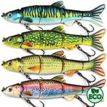 Eco-Friendly Bass Fishing Lure Set (4pcs) | Sustainable Crankbaits, Jerk Baits, Gliders & Multi Jointed Swimbaits | Unique Kit of Freshwater & Saltwater Baits (Set 8: 6.5", 1.4oz)