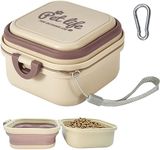 collapsible dog water bowl - Portable Travel Bowl for Dogs and Cats - Carry Pet Food - Collapsible Pet Water and Food Bowl - Convenient Feeding and Storage Solution - Food Storage Solution (Khaki)