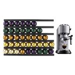 BestAlice 6 Strips Coffee Pod Holder, Magnetic Stripe and Extra Adhesives, Suitable to Be Mounted Vertically or Horizontally on Walls or Cabinets,Black