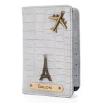 AICA Personalized Name & Charm Self -Textured Leather Passport Cover (BabyGrey) | Valentines Day Gift for Wife Husband Boy Gril Boyfriend Girlfriend