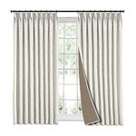 LIYAXUN Pinch Pleated Room Darkening Drapes 63 inch Length, Custom Faux Linen Curtains for Guest Room, 85% Blackout Drapes for Track System (Lined, 72" W x 63" L, 1 Panel, Beige)