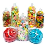 Truly Sweet Candy 7 Large Plastic Sweet Jars for Retro Victorian Sweet Shop Pick n Mix Candy Buffet, Party, Celebration