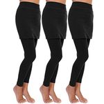 Angelina Cotton Blend Mini Skirt Leggings (Black, One Size, 3Pack)