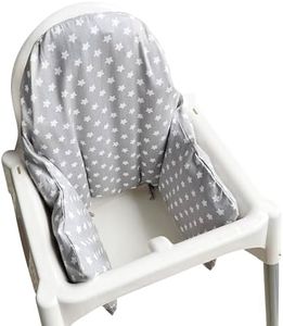 ZARPMA Inflatable Inner Cover for IKEA Antilop Highchair,Cotton Fabric (Not Included Inflatable Inner,Cover Only) (Grey Stars)