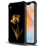 iPhone XR Tough Mobile Phone Case, Art Golden Rose iPhone XR Cases for Man Woman, All-Round Protection Shockproof Scratches Apple Cover