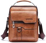 Messenger Bag for Men Crossbody Shoulder Purse Small Vintage PU Leather Satchel Pouch Side Crossover Handbag (Men Messenger Bag for Brown)