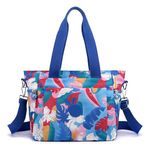 FURN ASPIRE Premium Nylon Waterproof Handbags for Womens Shoulder Bags Crossbody Bag With Two-Tone Floral Design Ladies Messenger Bag For Daily Use, Work, or Travel. (Blue)