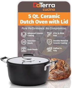 DaTerra Cucina - 5 Qt Nonstick Ceramic Dutch Oven Pot with Lid – Lightweight Nonstick Pot with Dual Handles, Perfect for Soup, Pasta, Sautéing, Searing, Induction & Stovetop Safe - Black