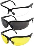 grinderPUNCH 3 Pairs Combo Bifocal Safety Reading Glasses - Assorted Colors Clear Black Yellow Lens - With Side Cover (Diopter +1.00)