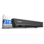 Reolink 4K PoE NVR 8 Channel CCTV Camera System Network Video Recorder with 2TB Hard Drive Supports 12MP/8MP/5MP/4MP/1080P HD, 24/7 Surveillance Recording, RLN8-410