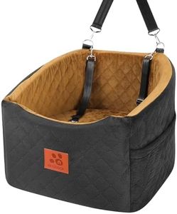 Dog Car Seat for Small Medium Dogs, Memory Foam Booster Car Seat for Dogs up to 35 lbs, Elevated Pet Car Seat, Travel Safety Car Seat with Washable Removable Cover and Storage Pockets (Black/Coffee,)