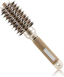 TEEROVA Ceramic & Ionic Round Barrel Hair Brush with Boar Bristle, Best Roller Hairbrush for Blow Drying, Curling&Straightening, Volume&Shine (2.5"）