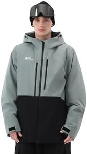 HIGH EXPERIENCE Mens Ski Jacket Snowboard 3L Coat Baggy Waterproof Windproof Warm Insulated Snow Winter Hooded (US, Alpha, Medium, Regular, Regular, Green Mountain Black)
