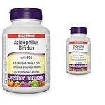 Webber Naturals Acidophilus Bifidus with FOS, 6 Billion Active Cells, 4 Probiotic Strains, 180 Capsules, For Digestive Health, Vegetarian & Digestive Enzymes, 90 Tablets, Digestive Support, Vegan