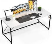 Devoko Computer Desk 120 x 50 x 75 cm, Home Office desk with Hook, Study Writing Desks, Laptop Table for Home Workstations, Industrial Design Black Desk Metal Frame, White