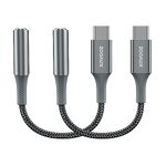 ZOOAUX USB Type C to 3.5mm Female Headphone Jack Adapter, (2 Pack) USB C to Aux Audio Dongle Cable Cord Compatible with iPhone 15 Pro Max /15 Pro/15 Plus, Samsung S23/S22/S21 Ultra, iPad Pro Pixel