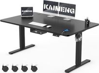 KAIMENG Electric Standing Desk 160x80cm with USB Charging Sit Stand Reminder Height Adjustable Desk, Stand Up Home Office Desk with 3 Memory Functions and Hook,Cable Management Tray,Black