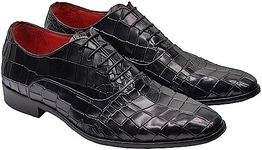 Mens Real Leather Upper & Sole Handmade Shoes Crocodile Print Formal Dress Oxford Lace ups [ PLS-369-CROCO-NOIR-42 ]