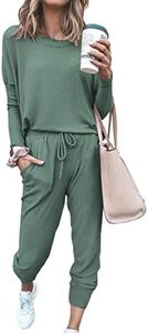 PRETTYGARDEN Women's Fall 2 Piece Lounge Outfit Long Sleeve Crewneck Pullover Tops High Waisted Pants Set Tracksuit (Light Green,3X-Large)