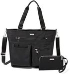 Baggallini Womens Any Day Tote With RFID Phone Wristlet, Black