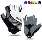 Souke Sports Cycling Gloves Half Finger Bicycle Gloves,Breathable Outdoor Bike Gloves For Men Women Fingerless Motorcycle Gloves Mountain Road Riding Gloves Anti-Slip,WHITE M