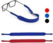 Eyeglasses Holder Strap by SQV - Premium Soft Neoprene Adjustable Sport Eyeglasses Holder for Men & Women - Glasses Cord Lanyard - Eyeglass Retainer (2, Blue/Red)