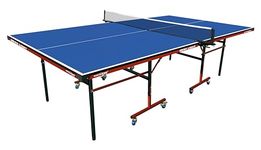 KITSAWS- TT Table Foldable Table Tennis for Home, Club/Ping-Pong Indoor-Outdoor Portable T.T Table with FullSize/Table Tennis 75mm Wheels(Both Side Laminated Top 18 mm & + 2 TT Racket & 2 Balls)