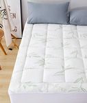 Elegant Comfort Premium Bamboo Mattress Pad-Overfilled Extra Plush Topper Breathable Cool Flow Technology, 16" Deep Pocket, Twin XL, Green