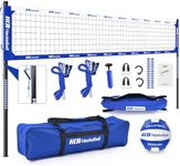 Haokelball Outdoor Portable Heavy Duty Volleyball Net Set for Backyard with Adjustable Height Poles, Net Tension Adjuster, Volleyball, Pump, Boundary Line and Carry Bag