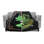 Elegant Comfort Ultra Soft Full/Queen Throw Blanket, Reversible Flannel, Cozy and Plush- All Season Lightweight Decorative Blanket, Marijuana Weed Leaf, Best Buds Stick Together