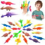 Pipihome 20Pcs Slingshot Dinosaur Finger Toys, Dinosaur Toys for Boys Girls Kids, Flick a Dinosaur Rubber Finger Flying Dinosaur Toys, Dinosaur Party Bags Christmas Stocking Fillers