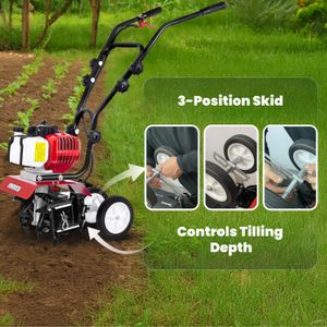 BU-KO 52cc Petrol Garden Tiller – 3HP 2-Stroke Soil Cultivator, Lightweight, Durable