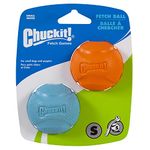 Chuckit! Fetch Ball Dog Toy, Durable High Bounce Floating Rubber Dog Ball, Launcher Compatible Toy For Dogs, Small, 2 Pack