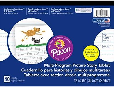 Pacon Handwriting Paper, D'Nealian Grade K / Zaner-Bloser Grade 1, 5/8" x 5/16" x 5/16" Ruled & 4-1/4" Picture Story Space 12" x 9", Ruled Long, 40 Sheets