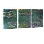 Wieco Art Water Lilies Canvas Prints Wall Art of Claude Monet Famous Oil Paintings Reproduction Artwork 3 pcs Large Classic Flower Lake Pictures Giclee Artwork for Bedroom Living Room Home Decorations