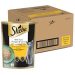 Sheba Fine Premium Adult (1+ Years) Wet Cat Food, Tuna Pumpkin & Carrot in Gravy, 70 g Pouch (Pack of 28), High-moisture gravy cat food for healthy hydration