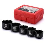 MIXPOWER 5 Pieces 3/8 inch Drive Low Profile Fuel Filter Socket Set, Low Profile Design for Easy Access, CR-V, 24, 27, 29, 32, 36 mm, Metric, Low Profile Design for Easy Access