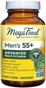 MegaFood - Men's 55+ Advanced Multivitamin - Brain Health, Immune Support - For Men Over 55 - Non-GMO, Vegetarian, Gluten-Free - 60 Tablets