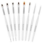 Sularpek Nail Art Brushes Set, 8 pcs Nail Art Tools, Nail Brushes for Nail Art, Nail Art Painting Kit, Acrylic Nail Brush Painting Pen for Diy & Professional Use