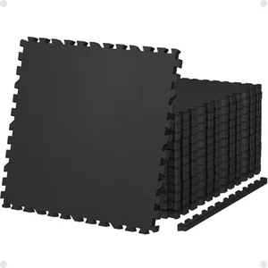 AIRHOP 0.79in Thick 48 Sq Ft Exercise Equipment Mats, 12 Tiles Upgraded Rubber Top with High Density EVA Foam, Large Interlocking Puzzle Gym Flooring for Home Gym, Heavy Weight Workout,Black
