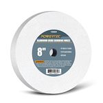 POWERTEC Bench Grinder Wheel 8 Inch 60 Grit, White Aluminum Oxide Grinding Wheel for Bench Pedestal Grinder, 1" Thick 5/8" Arbor, Sharpening & Shaping Drill Bits, Blade, and Chisel 1PK (15504)