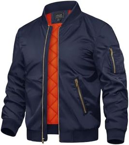 TACVASEN Mens Jackets Navy Bomber Jacket Winter Warm Coats Thicken Sportswear Zip pockets, M