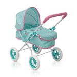 KOOKAMUNGA KIDS Baby Doll Stroller - Realistic 2 in 1 Baby Stroller for Dolls w/Detachable Bassinet - Doll Pram w/Carry Cot, Retractable Canopy & Soft Grip Handle - Dolls up to 18" - Blue Rainbow