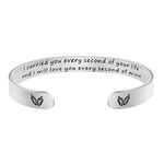 JoycuFF Memorial Gifts for Loss of Mom Dad in Memory of Jewelry Sympathy Bracelet Bereavement Cuff Secret Message Engraved Grief Gifts for Women, Metal, sandstone