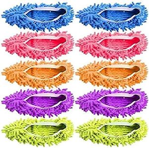 Benkeer Mop Slippers Shoes 5 Pairs (10 Pieces) - Microfiber Cleaning House Mop Slippers Floor Cleaning Tools Shoe Cover Soft Washable Reusable Microfiber Foot Socks Floor Cleaning Tools Shoe Cover